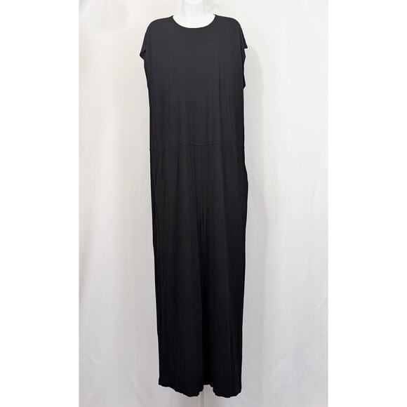 Eileen Fisher Pants - Eileen Fisher Black Jersey Knit Jumpsuit Wide Leg Women's Size XL